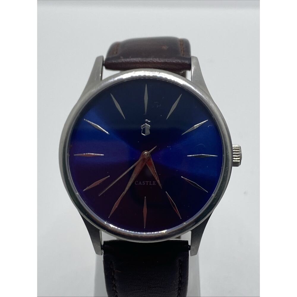 Castle Mens Silver Tone Quartz Watch Works New Battery